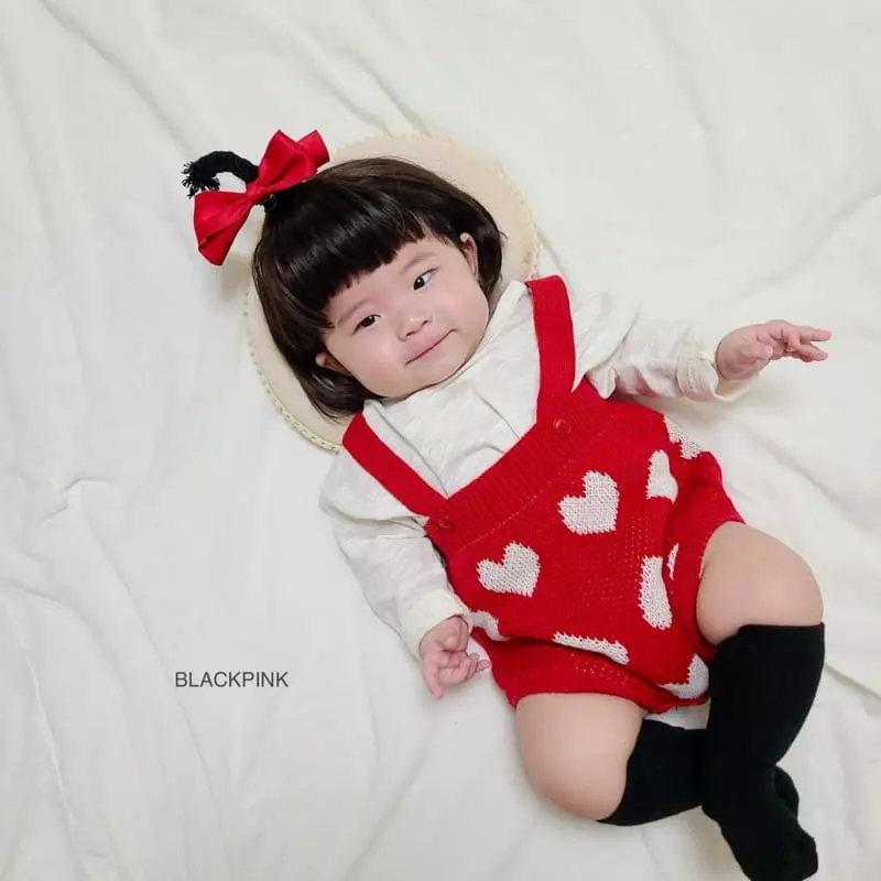 Black Pink - Korean Baby Fashion - #babyboutique - Red Heart Bodysuit - 3