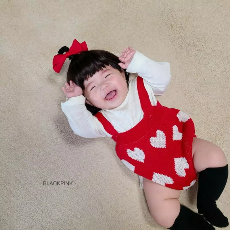 Black Pink - Korean Baby Fashion - #babyclothing - Red Heart Bodysuit - 5