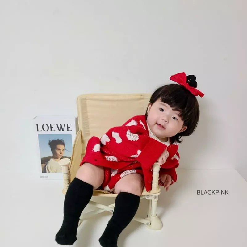 Black Pink - Korean Baby Fashion - #babyfashion - Red Heart Bodysuit - 6