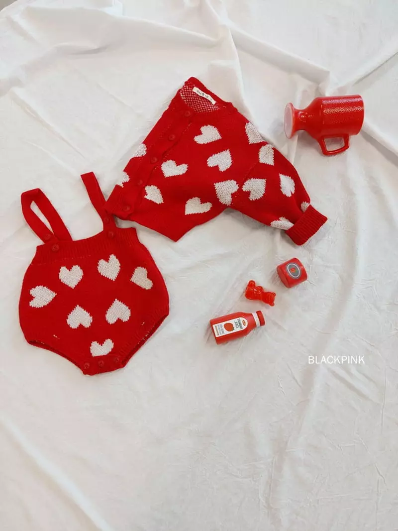 Black Pink - Korean Baby Fashion - #babylifestyle - Red Heart Bodysuit - 9
