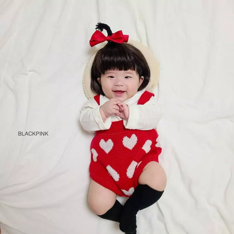 Black Pink - Korean Baby Fashion - #smilingbaby - Red Heart Bodysuit - 2