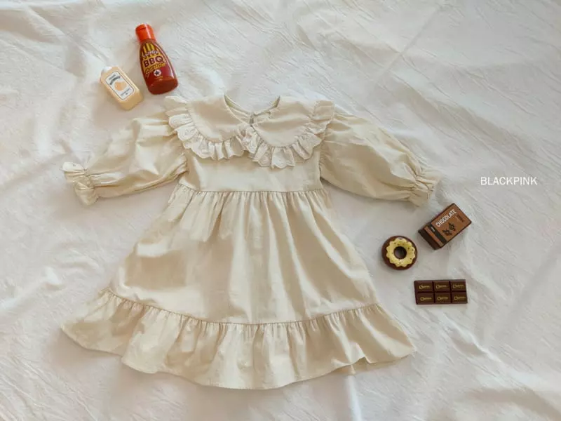 Black Pink - Korean Children Fashion - #Kfashion4kids - Lace Big Collar One-piece - 7