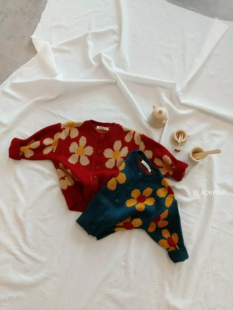 Black Pink - Korean Children Fashion - #childofig - Fall Flower Cardigan