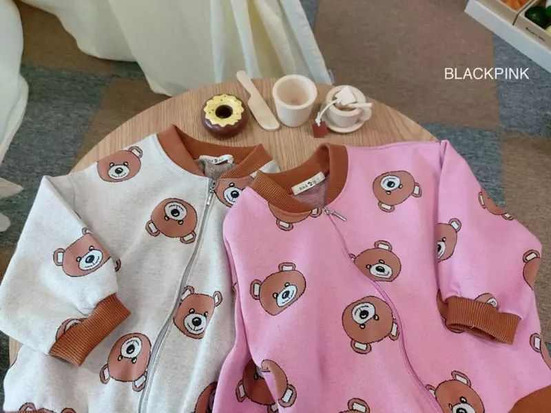Black Pink - Korean Children Fashion - #childofig - Bear Zip-up