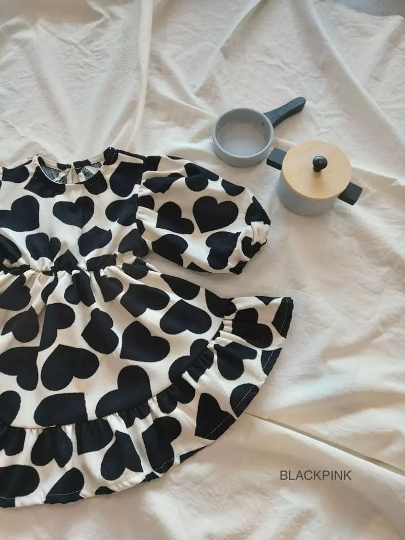 Black Pink - Korean Children Fashion - #childofig - Big Heart One-piece - 10