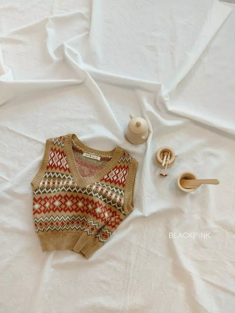 Black Pink - Korean Children Fashion - #childofig - Jacquard V Vest - 8