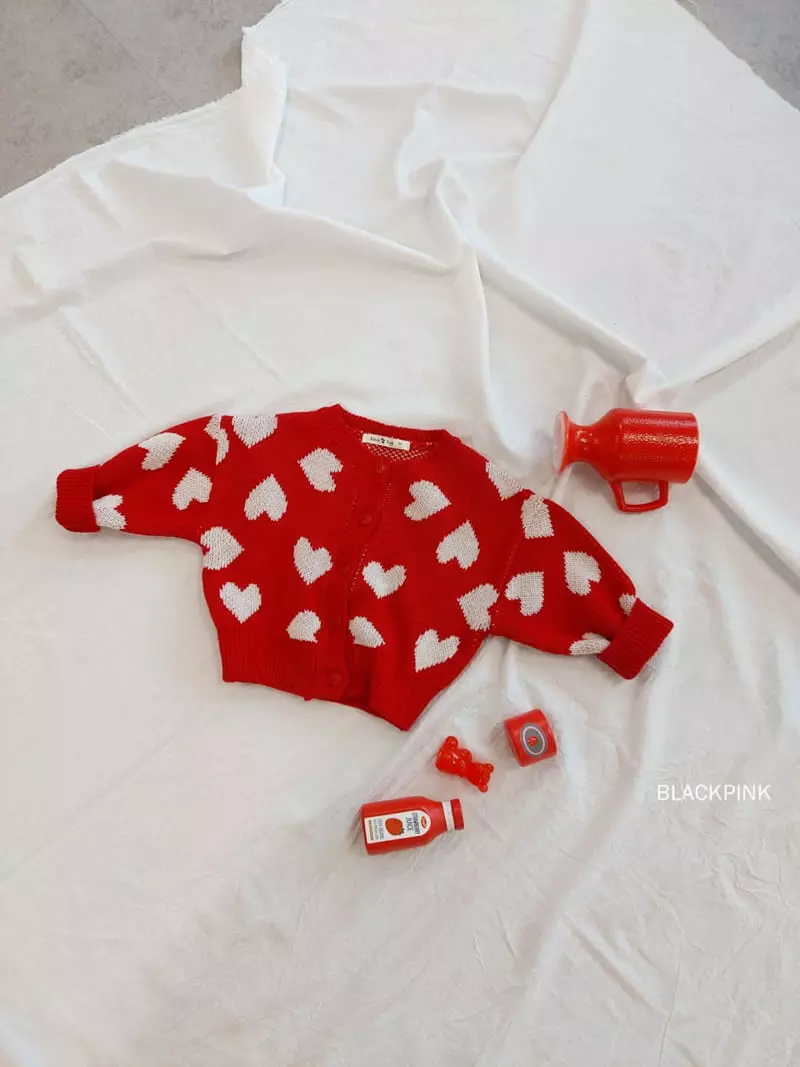 Black Pink - Korean Children Fashion - #childofig - Red Heart Cardigan - 5