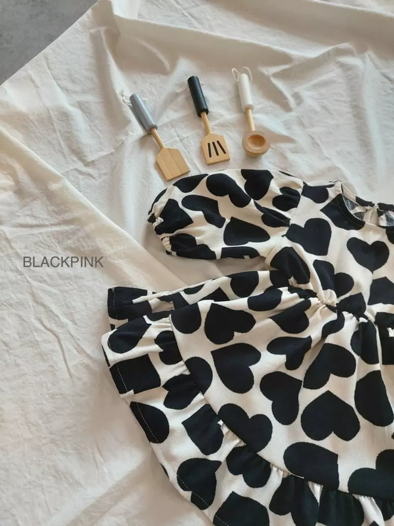 Black Pink - Korean Children Fashion - #childrensboutique - Big Heart One-piece - 11