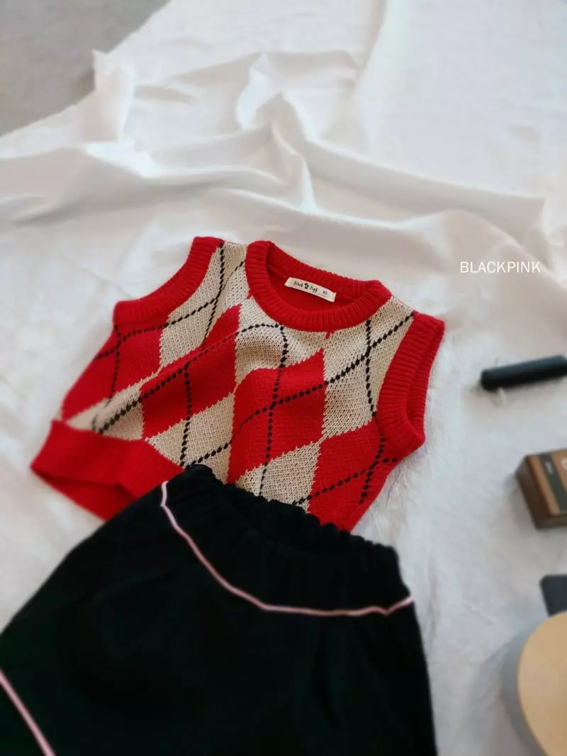 Black Pink - Korean Children Fashion - #childrensboutique - Argyle Check Vest - 9