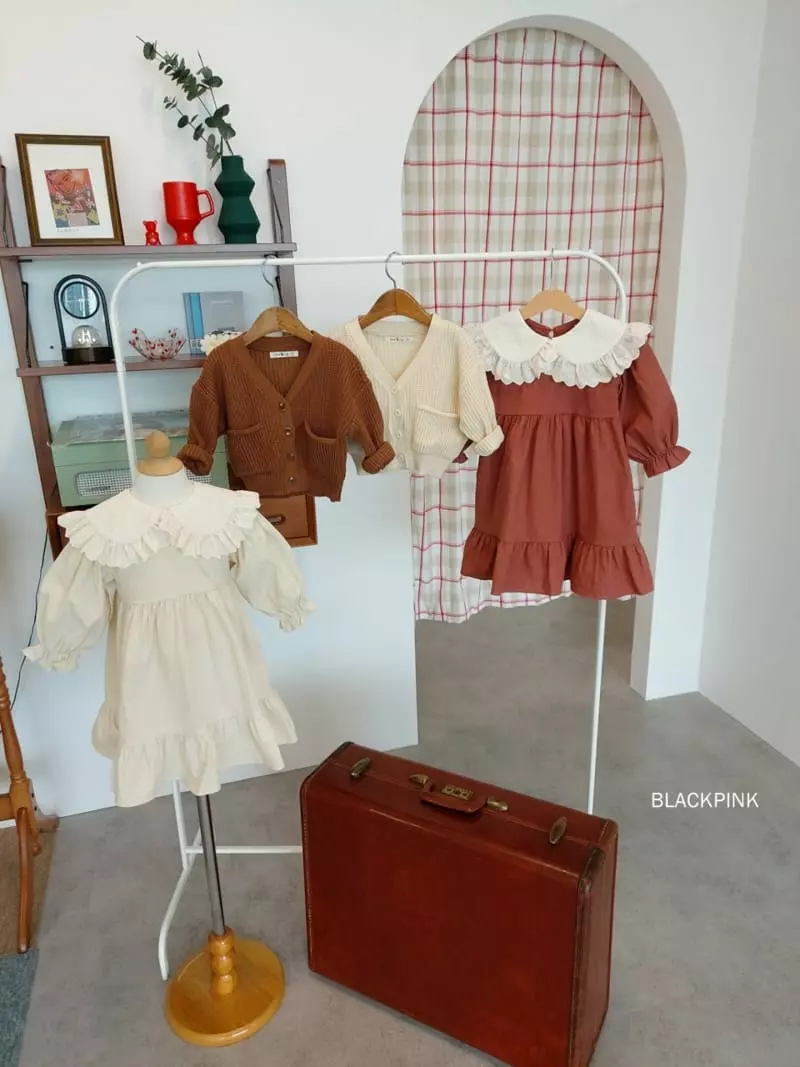 Black Pink - Korean Children Fashion - #designkidswear - Lace Big Collar One-piece