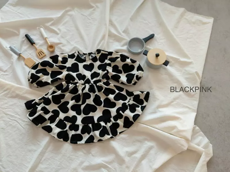 Black Pink - Korean Children Fashion - #designkidswear - Big Heart One-piece - 12
