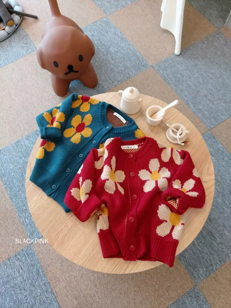 Black Pink - Korean Children Fashion - #discoveringself - Fall Flower Cardigan - 5