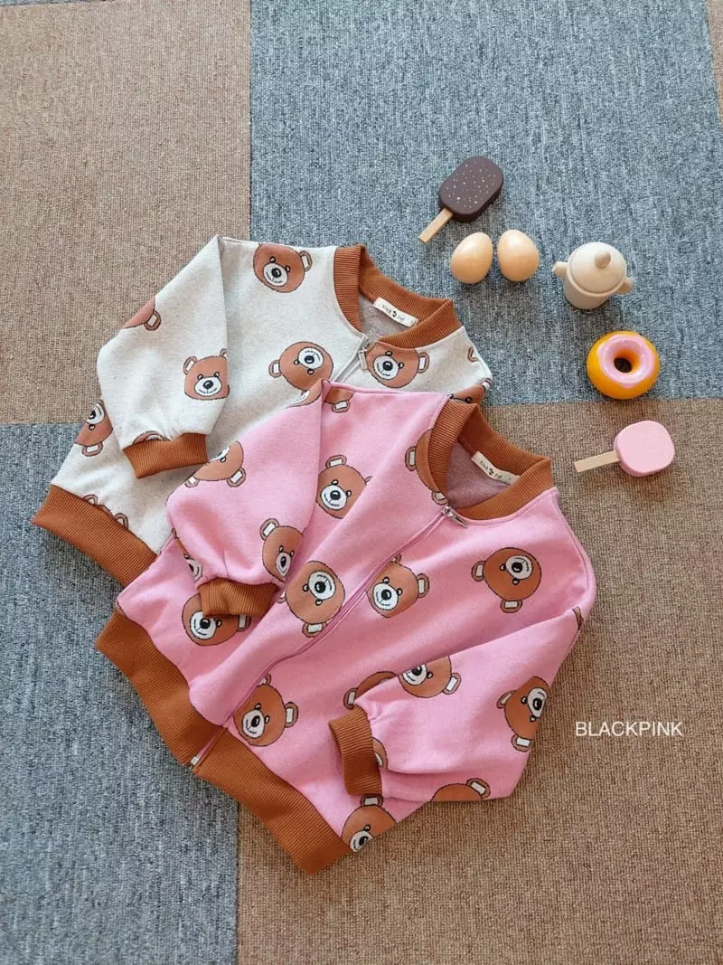 Black Pink - Korean Children Fashion - #designkidswear - Bear Zip-up - 4