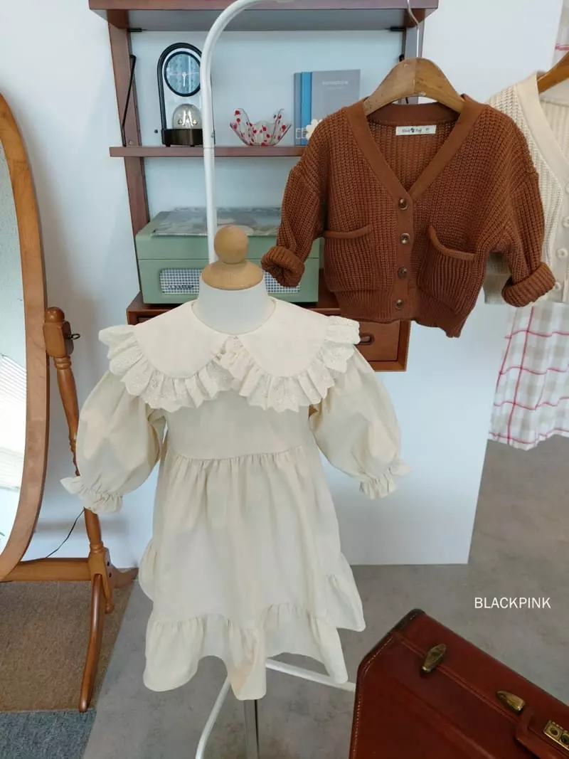 Black Pink - Korean Children Fashion - #discoveringself - Lace Big Collar One-piece - 2