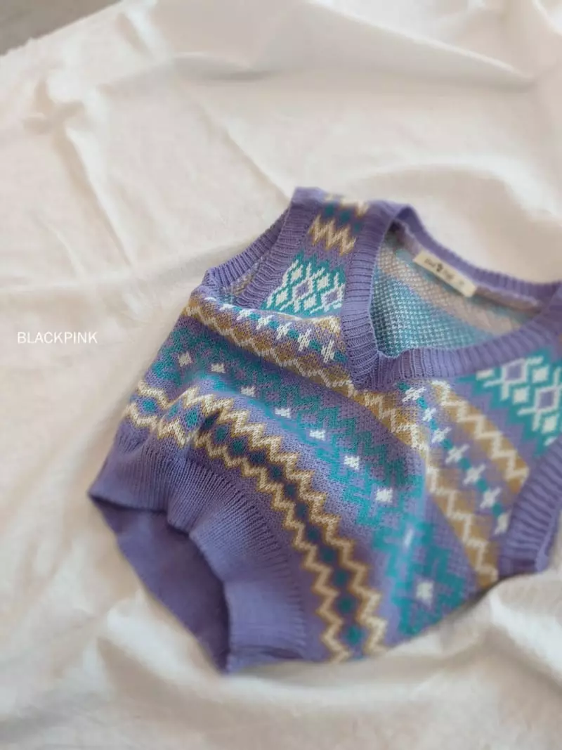 Black Pink - Korean Children Fashion - #discoveringself - Jacquard V Vest - 11