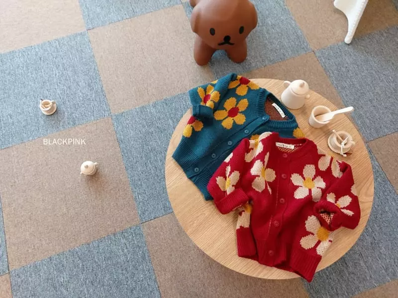 Black Pink - Korean Children Fashion - #fashionkids - Fall Flower Cardigan - 6