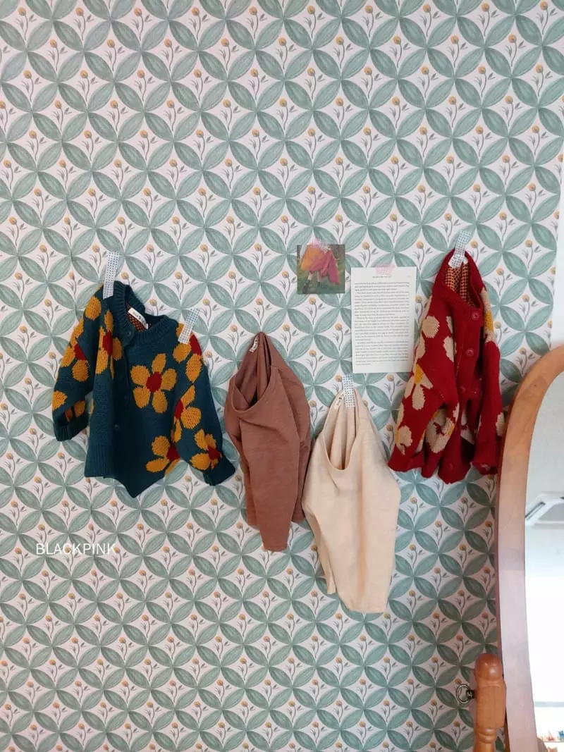 Black Pink - Korean Children Fashion - #kidsshorts - Fall Flower Cardigan - 7
