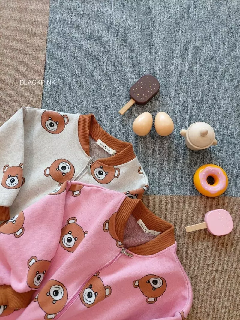 Black Pink - Korean Children Fashion - #kidsshorts - Bear Zip-up - 6