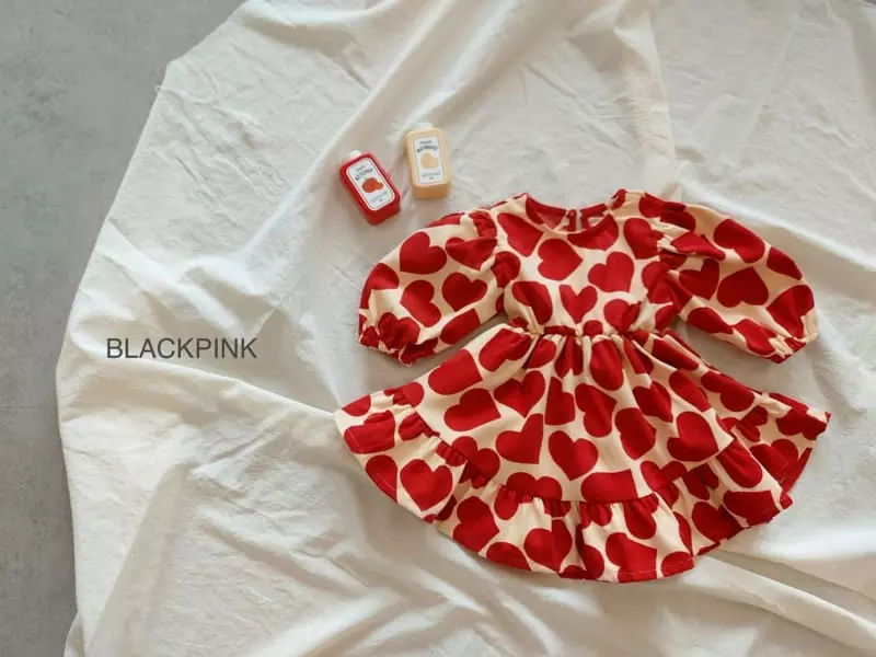Black Pink - Korean Children Fashion - #littlefashionista - Big Heart One-piece - 3