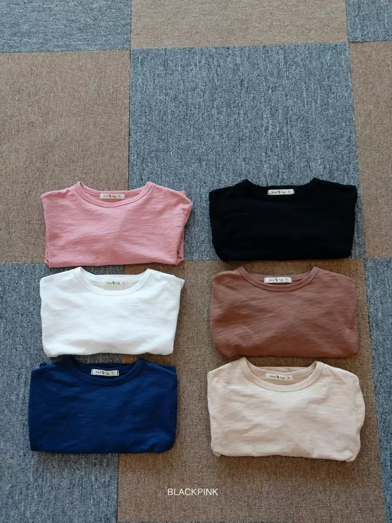 Black Pink - Korean Children Fashion - #minifashionista - Fall Basic Slub Tee