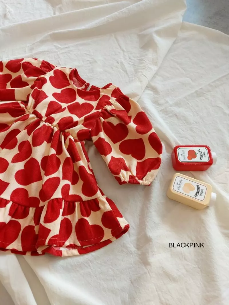 Black Pink - Korean Children Fashion - #prettylittlegirls - Big Heart One-piece - 6