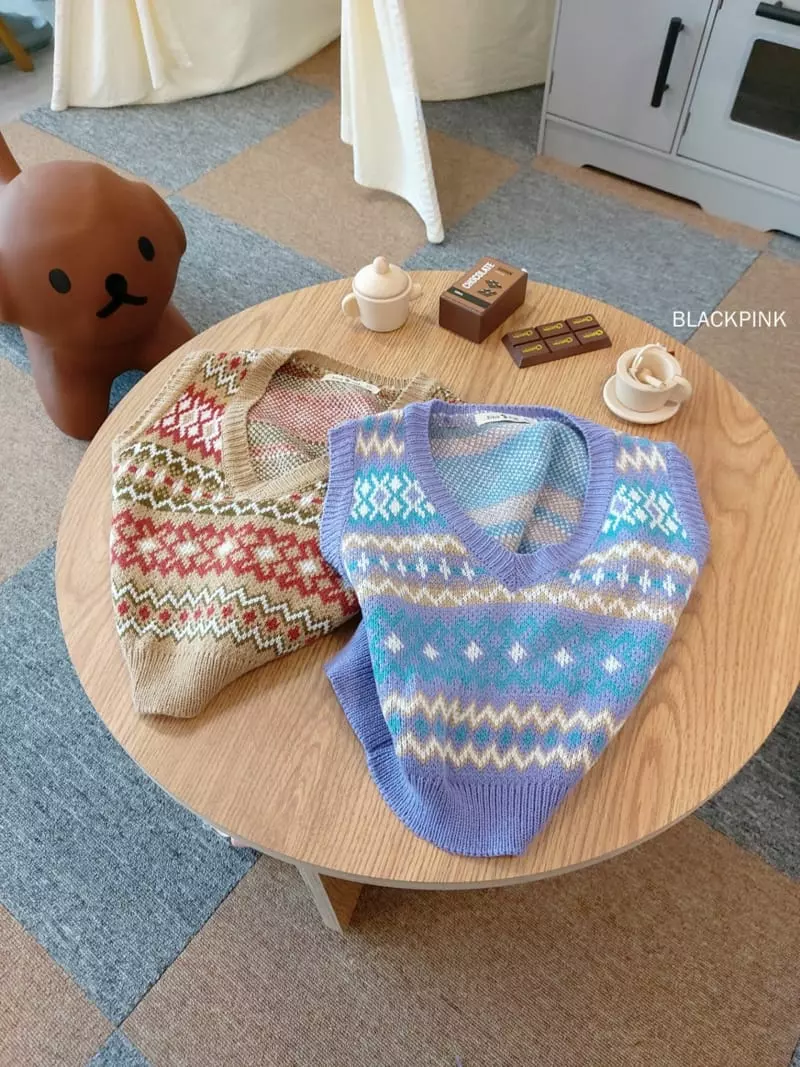 Black Pink - Korean Children Fashion - #todddlerfashion - Jacquard V Vest - 5