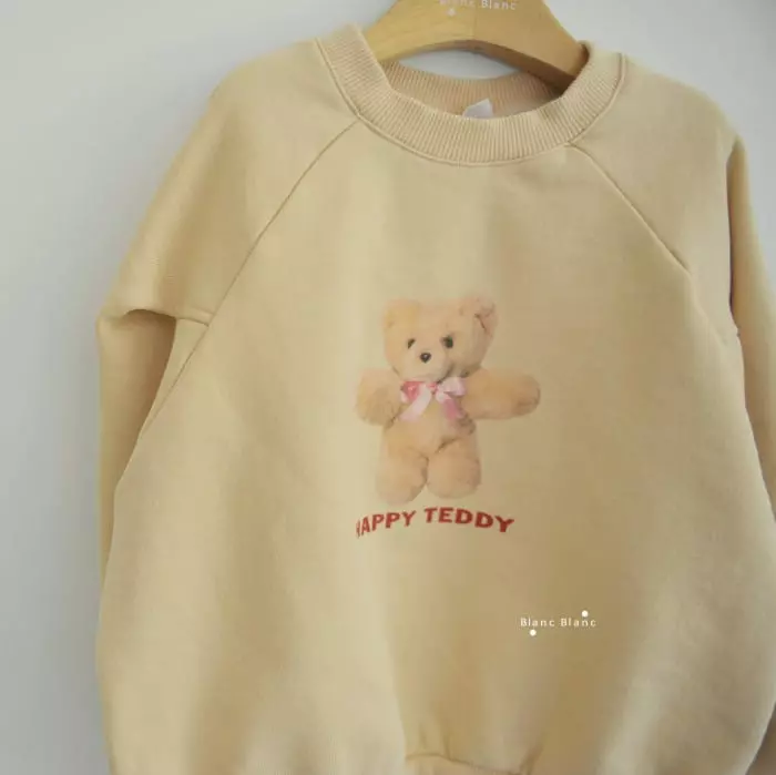 Blancblanc - Korean Children Fashion - #Kfashion4kids - Happy Teddy Raglan Sweatshirt - 12