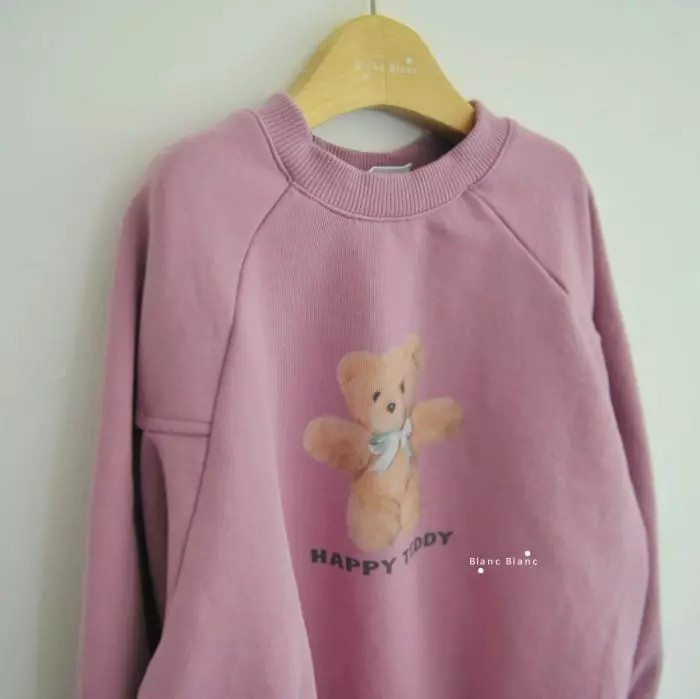Blancblanc - Korean Children Fashion - #childrensboutique - Happy Teddy Raglan Sweatshirt - 5
