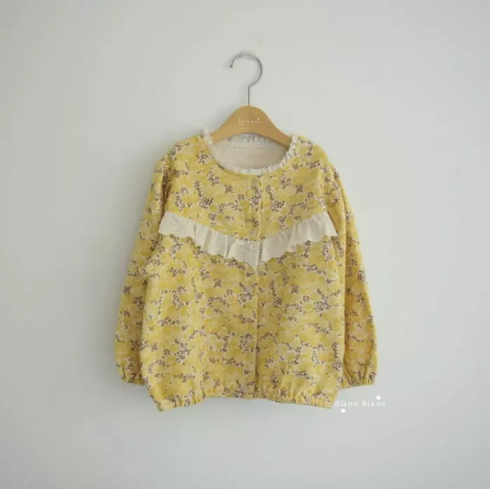 Blancblanc - Korean Children Fashion - #designkidswear - Peach Flowet Cardigan Blouse - 8