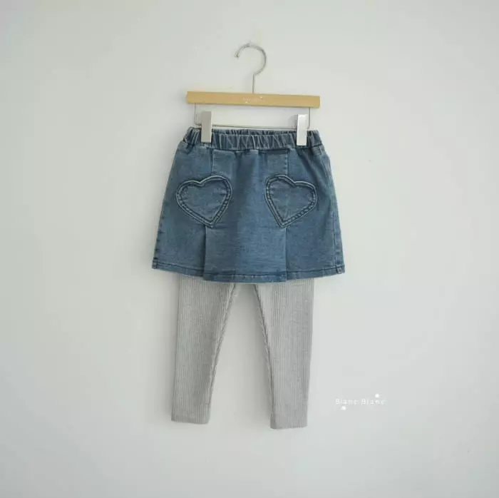 Blancblanc - Korean Children Fashion - #discoveringself - Heart Pocket Skirt Leggings - 8