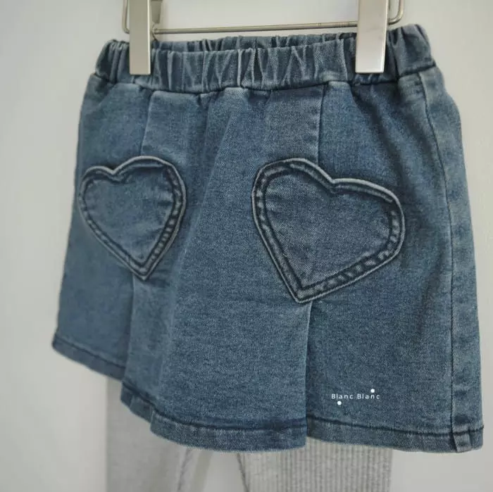 Blancblanc - Korean Children Fashion - #fashionkids - Heart Pocket Skirt Leggings - 9