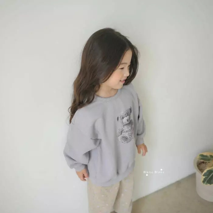 Blancblanc - Korean Children Fashion - #kidsshorts - Mono Bear Gament Sweatshirt - 5