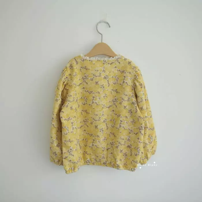 Blancblanc - Korean Children Fashion - #kidsshorts - Peach Flowet Cardigan Blouse - 11