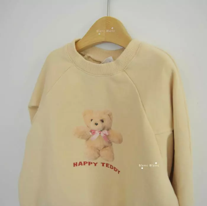 Blancblanc - Korean Children Fashion - #kidsstore - Happy Teddy Raglan Sweatshirt - 10