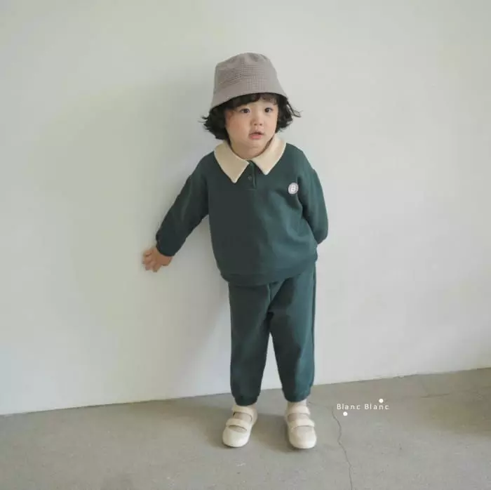 Blancblanc - Korean Children Fashion - #littlefashionista - Waffle Collar B Top Bottom Set - 6