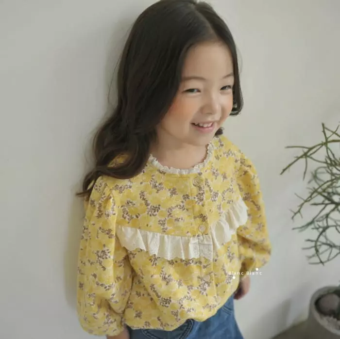 Blancblanc - Korean Children Fashion - #prettylittlegirls - Peach Flowet Cardigan Blouse - 2
