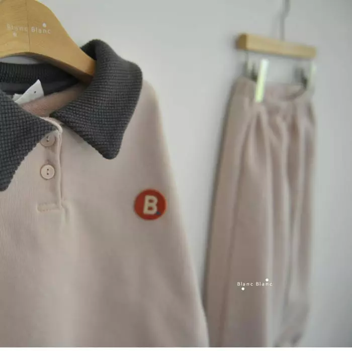 Blancblanc - Korean Children Fashion - #stylishchildhood - Waffle Collar B Top Bottom Set - 12