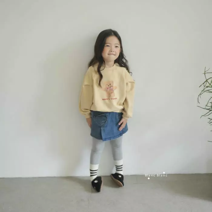 Blancblanc - Korean Children Fashion - #todddlerfashion - Happy Teddy Raglan Sweatshirt