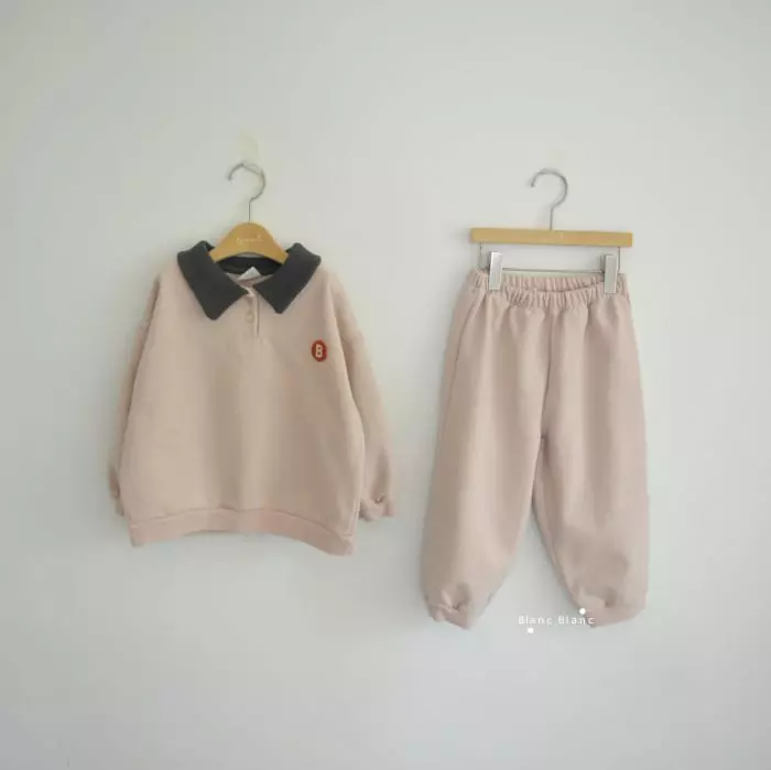 Blancblanc - Korean Children Fashion - #toddlerclothing - Waffle Collar B Top Bottom Set - 11