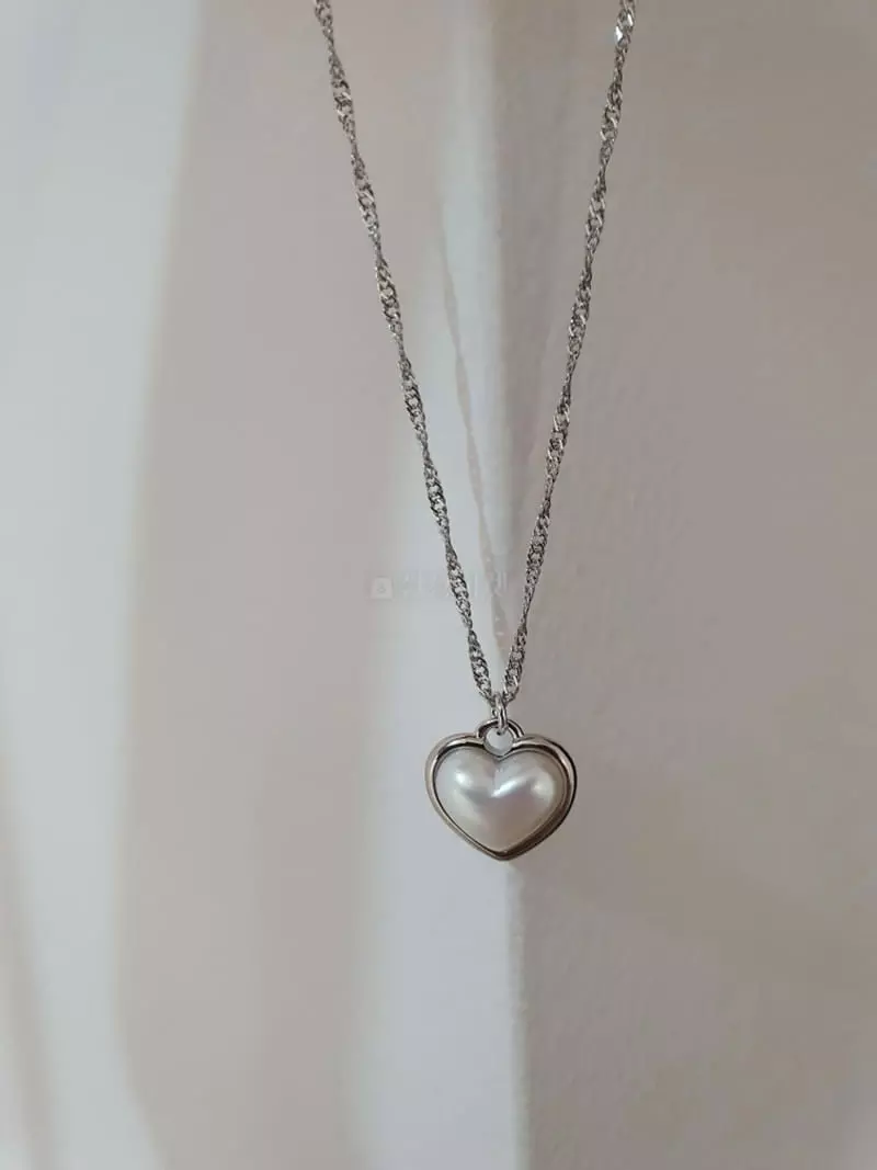 Blancchouette - Korean Women Fashion - #momslook - Heart Necklace - 3