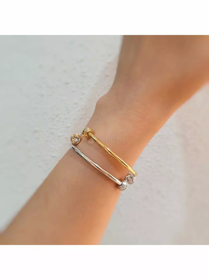 Blancchouette - Korean Women Fashion - #momslook - Crystal Stone Bangle - 7