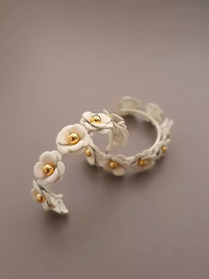 Blancchouette - Korean Women Fashion - #momslook - Flower5 Earring - 5