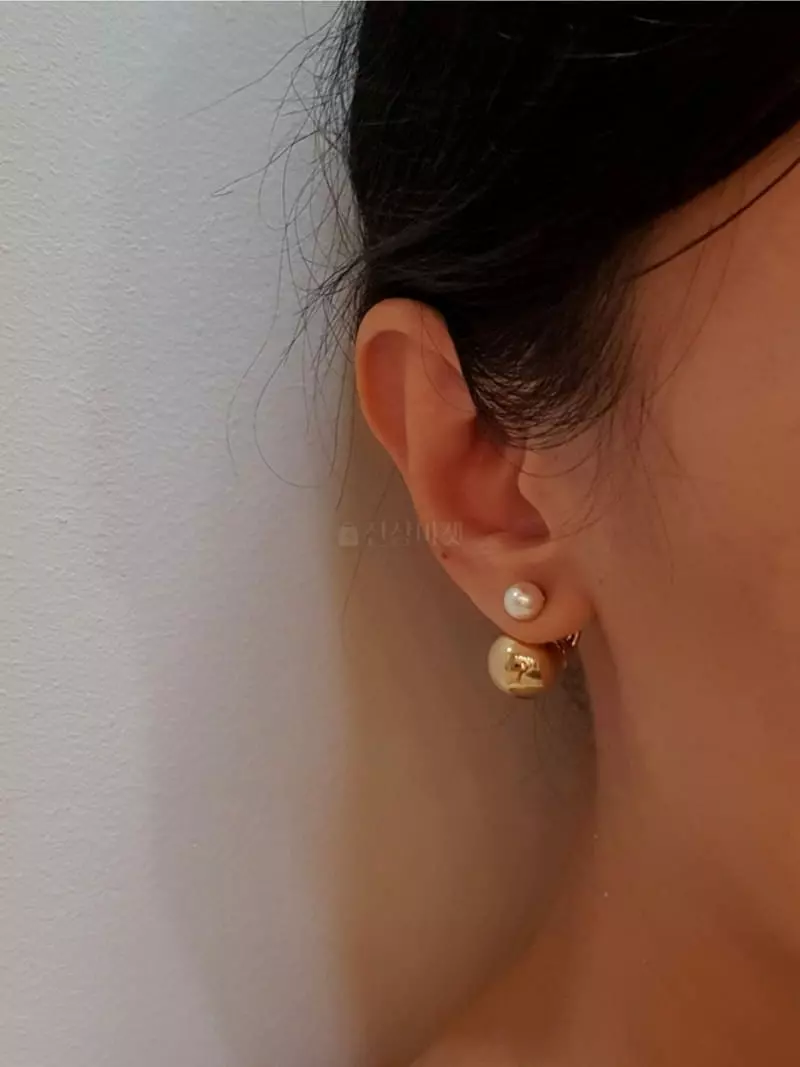 Blancchouette - Korean Women Fashion - #momslook - Pearl Ball Earring - 2