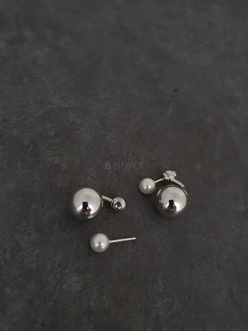 Blancchouette - Korean Women Fashion - #womensfashion - Pearl Ball Earring - 4
