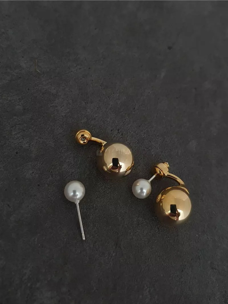 Blancchouette - Korean Women Fashion - #momslook - Pearl Ball Earring - 5