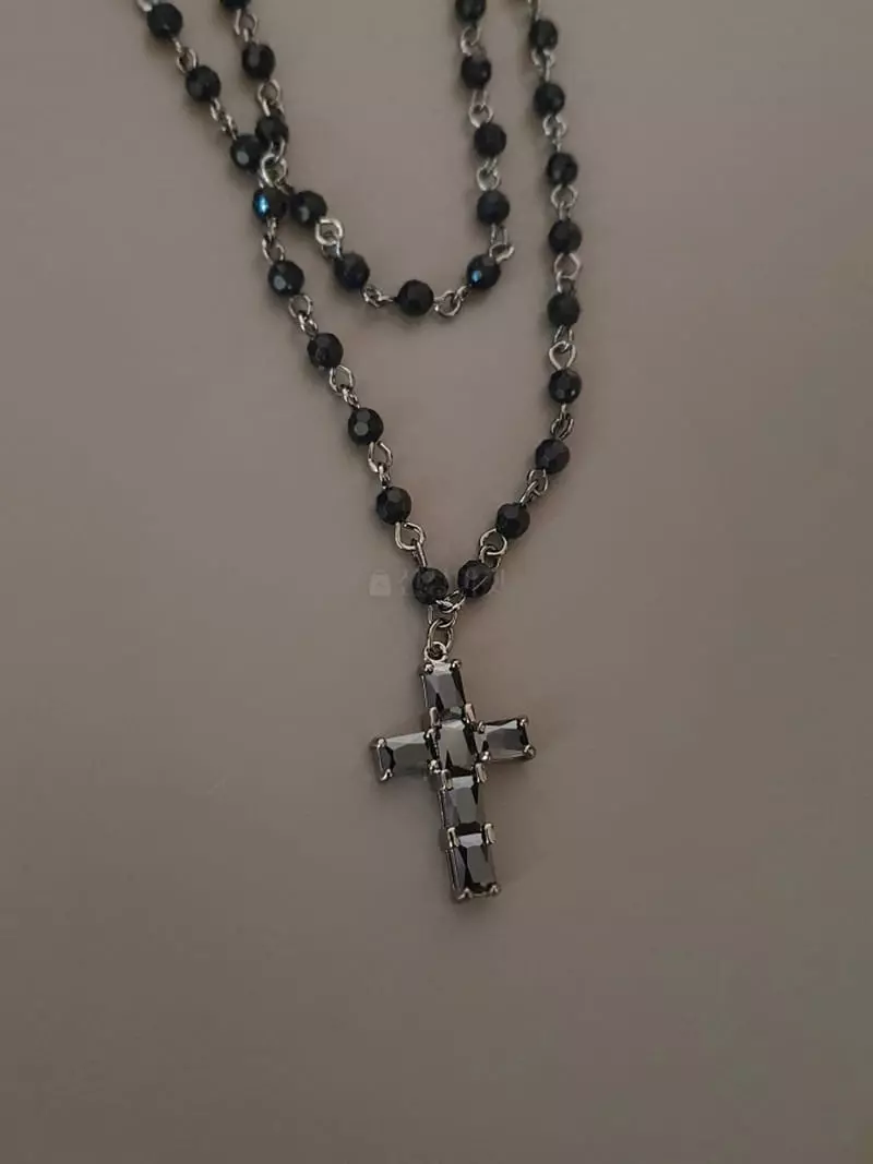 Blancchouette - Korean Women Fashion - #momslook - Cross3 Necklace - 2