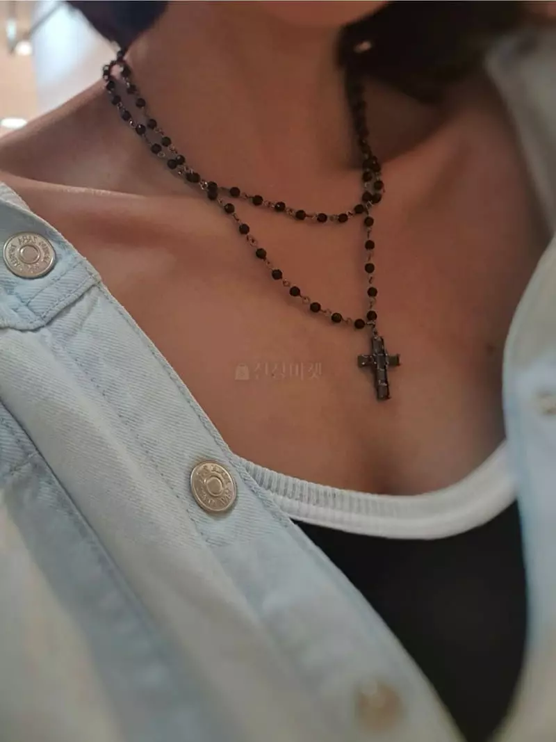 Blancchouette - Korean Women Fashion - #momslook - Cross3 Necklace - 3