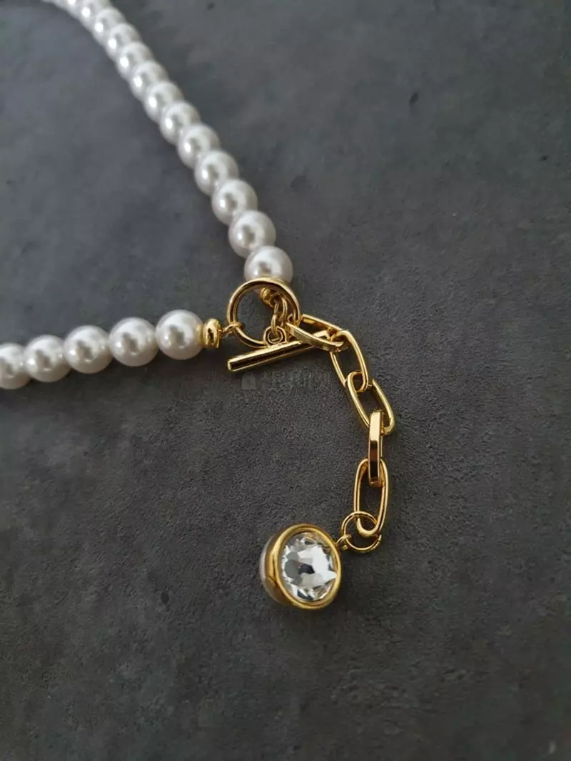 Blancchouette - Korean Women Fashion - #thatsdarling - Swal Pearl8 Necklace - 3