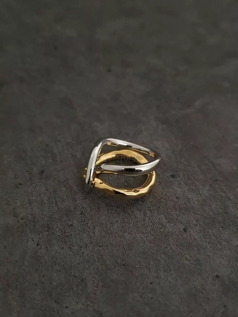Blancchouette - Korean Women Fashion - #womensfashion - Two Tone Ring - 2