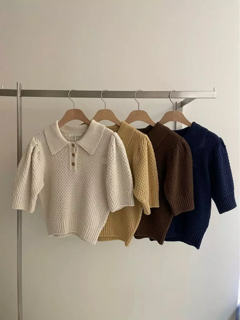 Bold - Korean Women Fashion - #momslook - Collar Signiture Knit Tee - 4